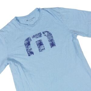 Travis Mathew Floral Leaf Blue Graphic T Shirt Pima Cotton Medium